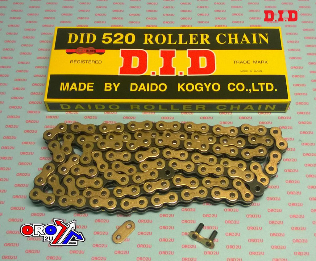 DID 520 CHAIN 120L GOLD (RJ), GOLD & BLACK LINKS DID520GB120