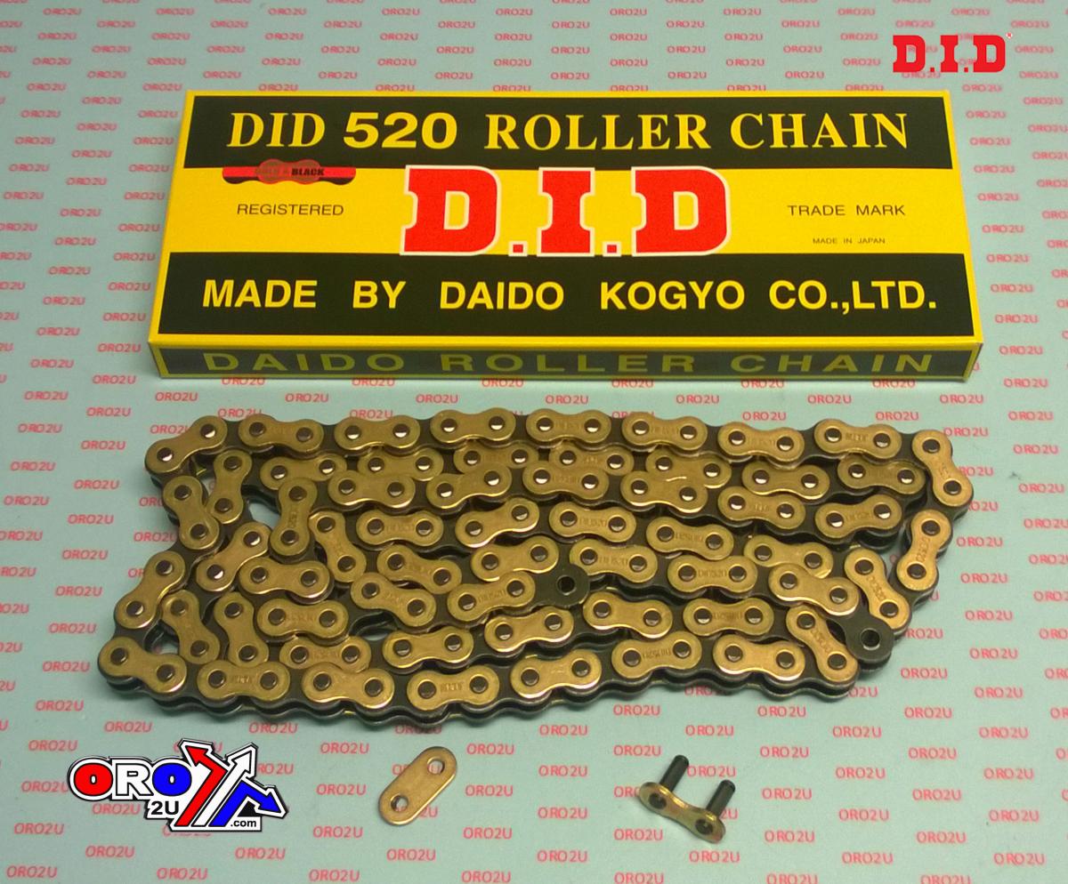 DID 520 CHAIN 120L GOLD (RJ), GOLD & BLACK LINKS DID520GB120