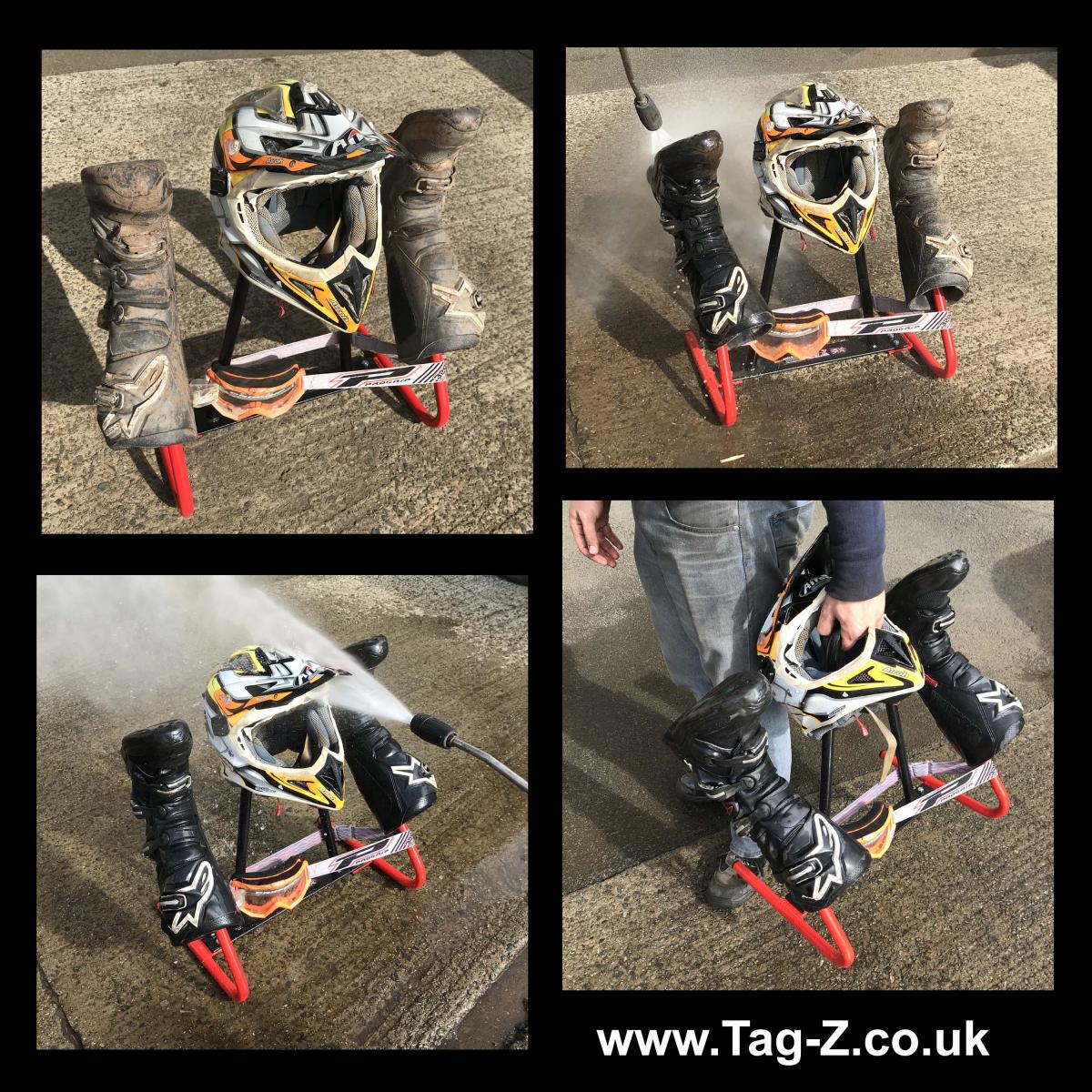 TAG-Z H/D JET WASH STAND GREEN, BOOT HELMET GOGGLE WASH STAND, (FLAT PACKED IN TAG-Z BOX)