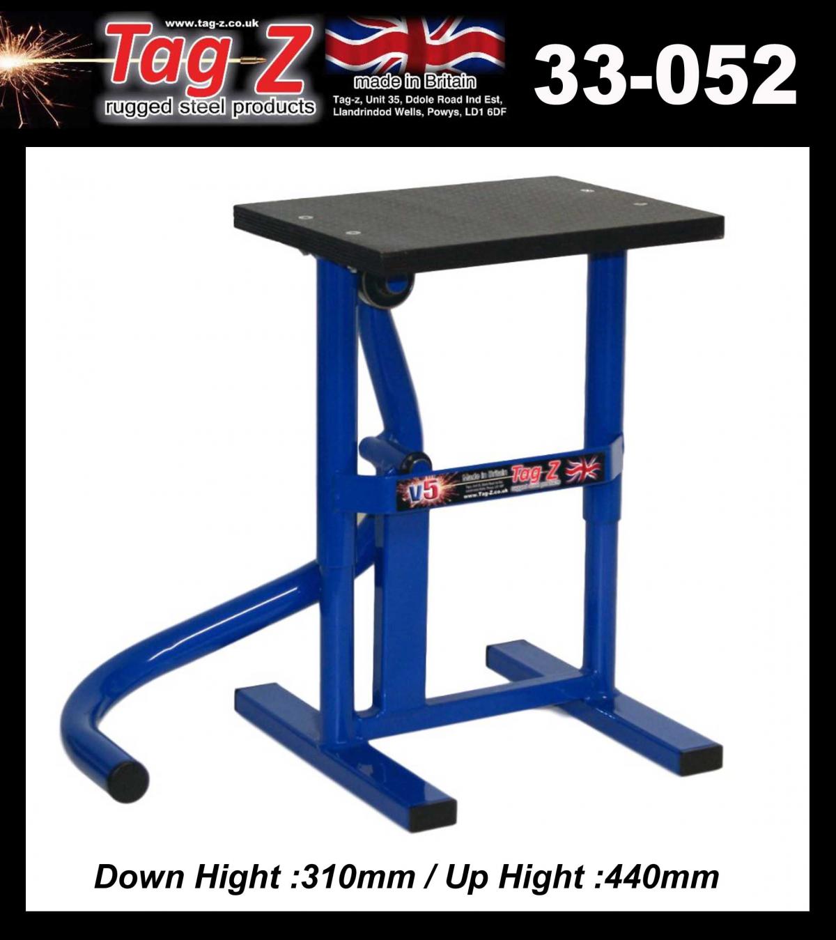 HD JACK-UP-STAND TWIN LEG v5, MX & ENDURO 125>625CC BIKES, LARGE STAND 440mm HIGH MX