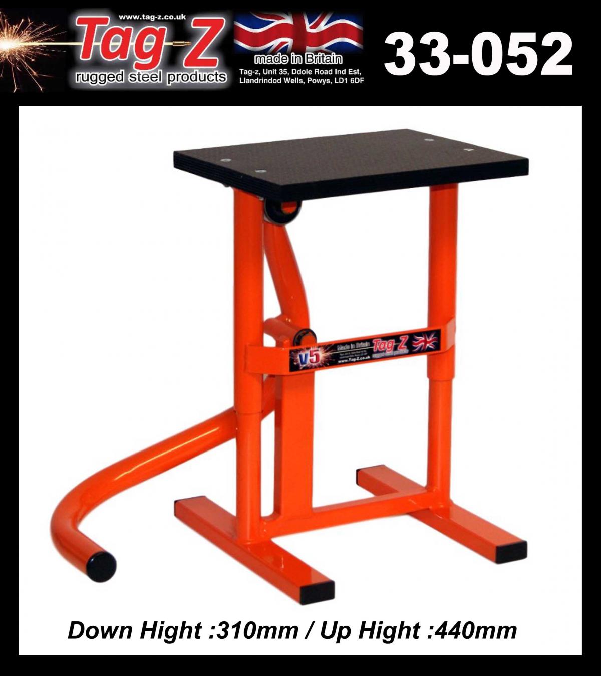 HD JACK-UP-STAND TWIN LEG v5, MX & ENDURO 125>625CC BIKES, LARGE STAND 440mm HIGH MX