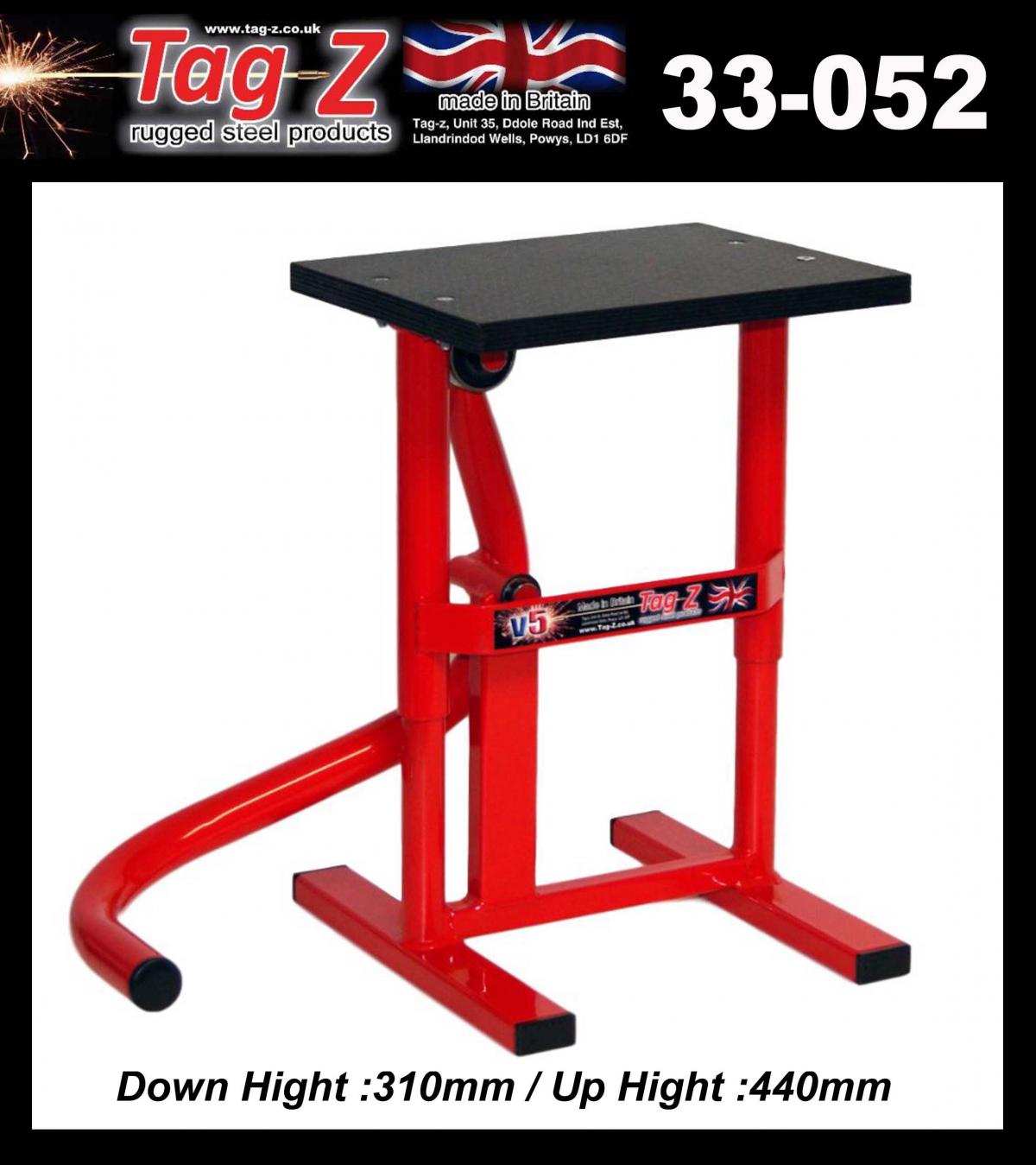 HD JACK-UP-STAND TWIN LEG v5, MX & ENDURO 125>625CC BIKES, LARGE STAND 440mm HIGH MX