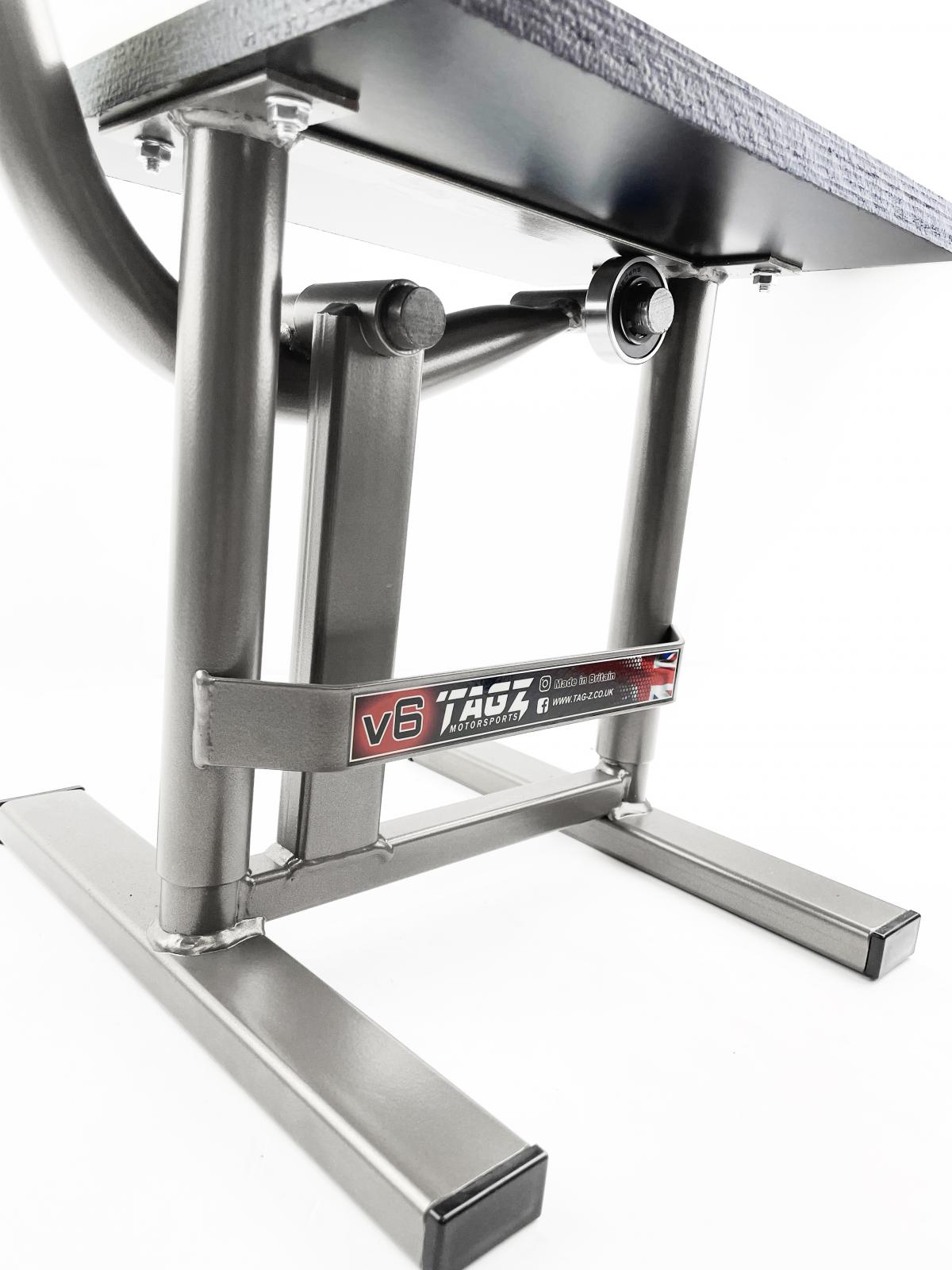 HD JACK-UP-STAND TWIN LEG v5, MX & ENDURO 125>625CC SILVER, LARGE STAND 440mm HIGH MX