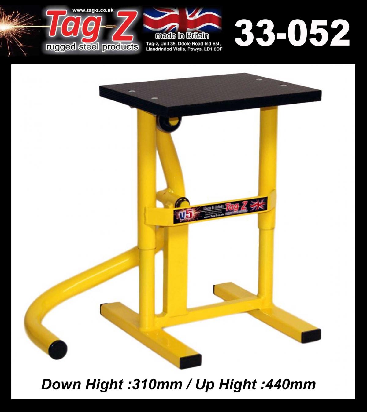 HD JACK-UP-STAND TWIN LEG v5, MX & ENDURO 125>625CC BIKES, LARGE STAND 440mm HIGH MX