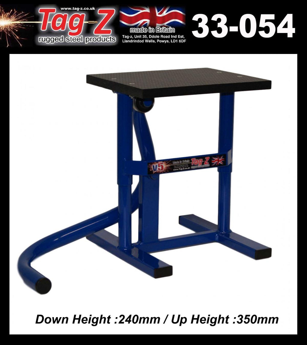HD JACK-UP-STAND TWIN LEG v5, SCHOOL BOY / SUPER MOTO STAND, MEDIUM STAND 350mm HIGH