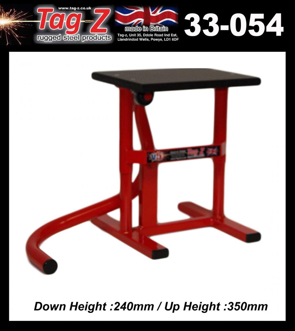 HD JACK-UP-STAND TWIN LEG v5, SCHOOL BOY / SUPER MOTO STAND, MEDIUM STAND 350mm HIGH