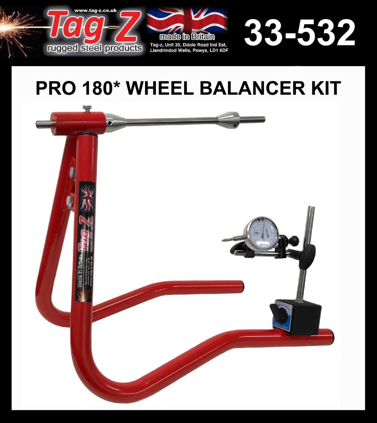 TAG-Z PRO 180* WHEEL BALANCER KIT, RED, (FLAT PACKED IN TAG-Z BOX)