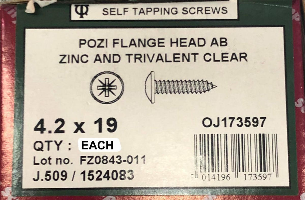 4.2x19mm SCREW FLANGE BZP, 8X3/4 POZI FLANGE S/TA EACH