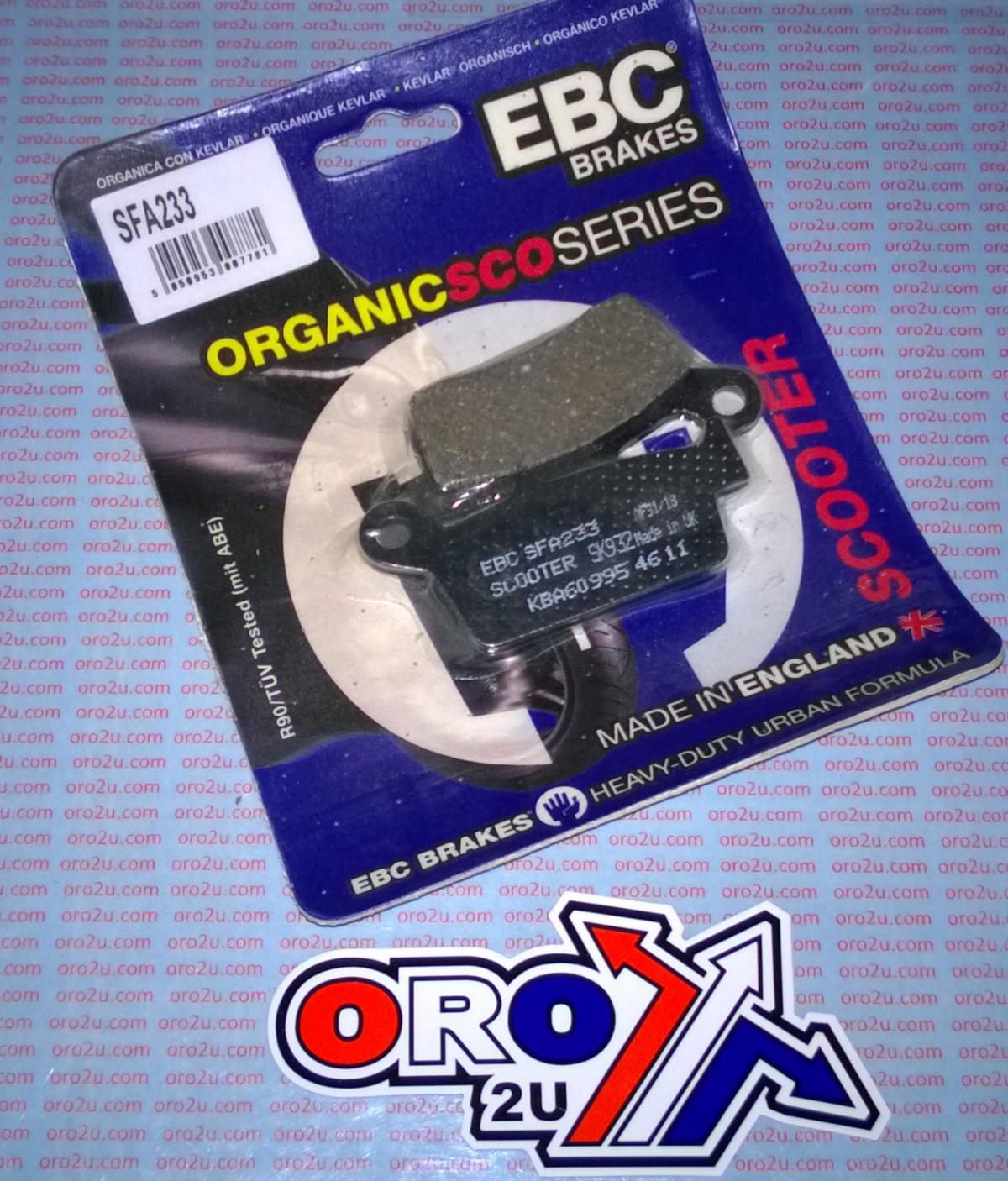 BRAKE PADS STD SCOOTER ORGANIC, SFA233 EBC