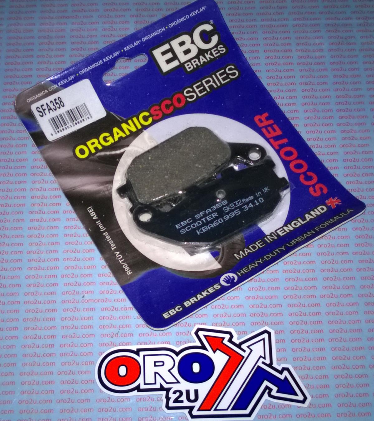 BRAKE PADS STD SCOOTER ORGANIC, EBC SFA358, KEVLAR BACK