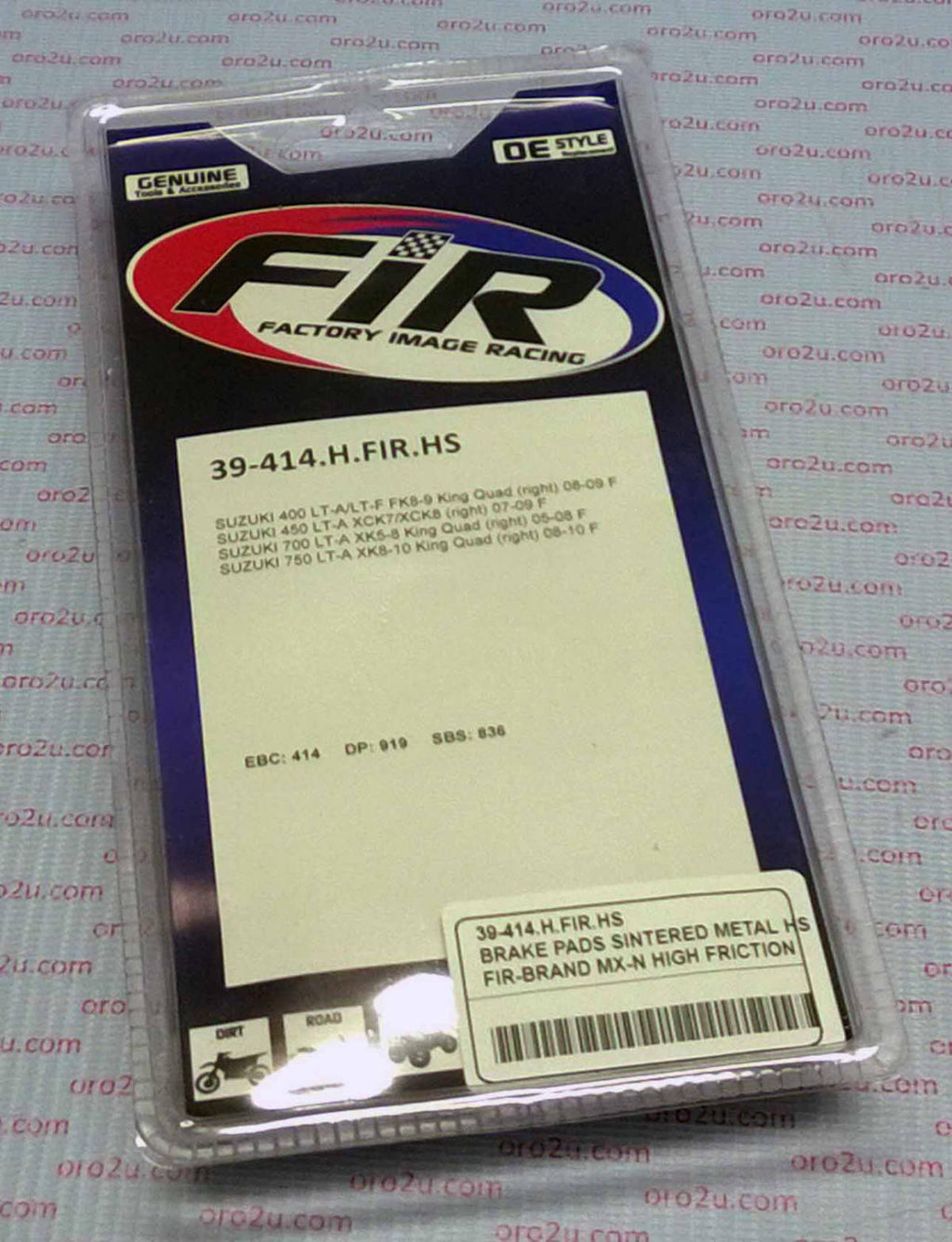 BRAKE PADS SINTERED METAL HS, MX-N HIGH FRICTION, 39-414.H.ORO, DB2164.OR-N