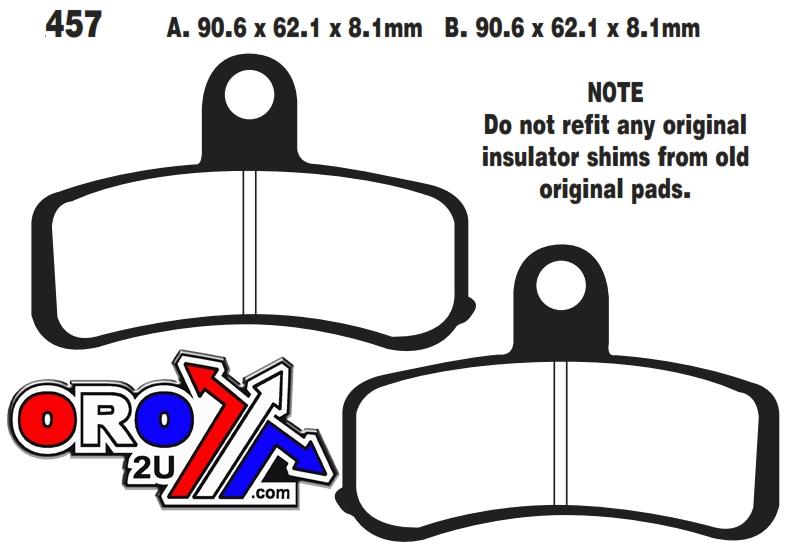 BRAKE PADS SINTERED METAL, EBC FA457HH GOLD, HARLEY DAVIDSON