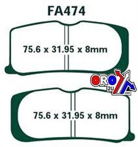 BRAKE PADS STD KEVLAR ORGANIC, EBC FA474 SEMI METAL, 39-474