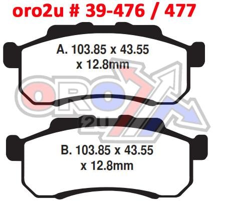 BRAKE PADS SINTERED METAL HD, QD-D EXTREME LEFT, FA476X AT-05614F, 39-476.DR
