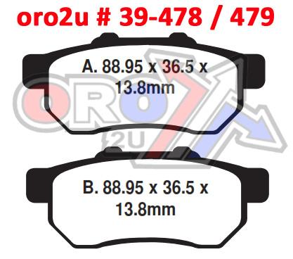BRAKE PADS SINTERED METAL HD, QD-D EXTREME LEFT, FA478X, AT-05615F, 39-478.DR