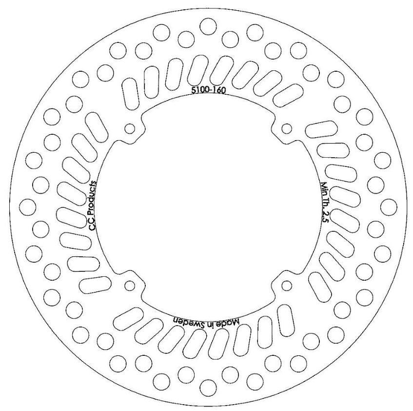 DISC BRAKE FRONT CR XR OEM, CROSS-CENTER PRODUCT 5100-160 [Made in Sweden]