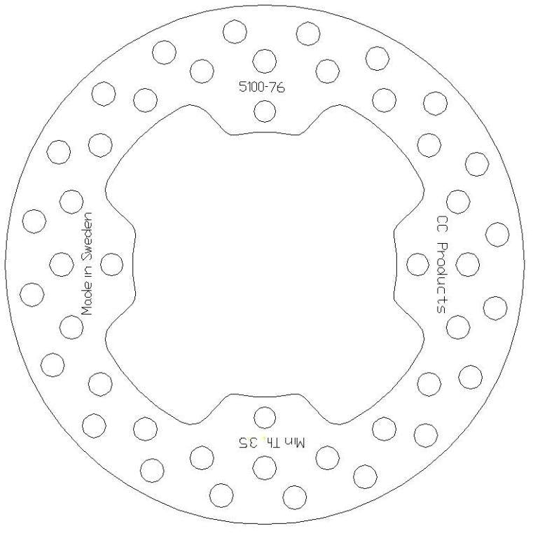 DISC BRAKE REAR HUSQ ROUND, CROSS-CENTER PRODUCT 5100-076