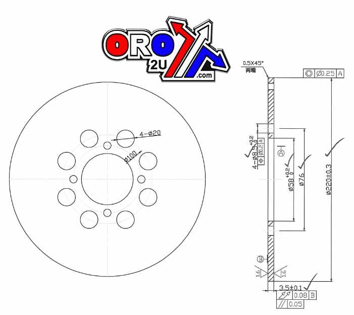 DISC BRAKE REAR YAMAHA YFS200 BLASTER MDS154 MDS235 MD6050D