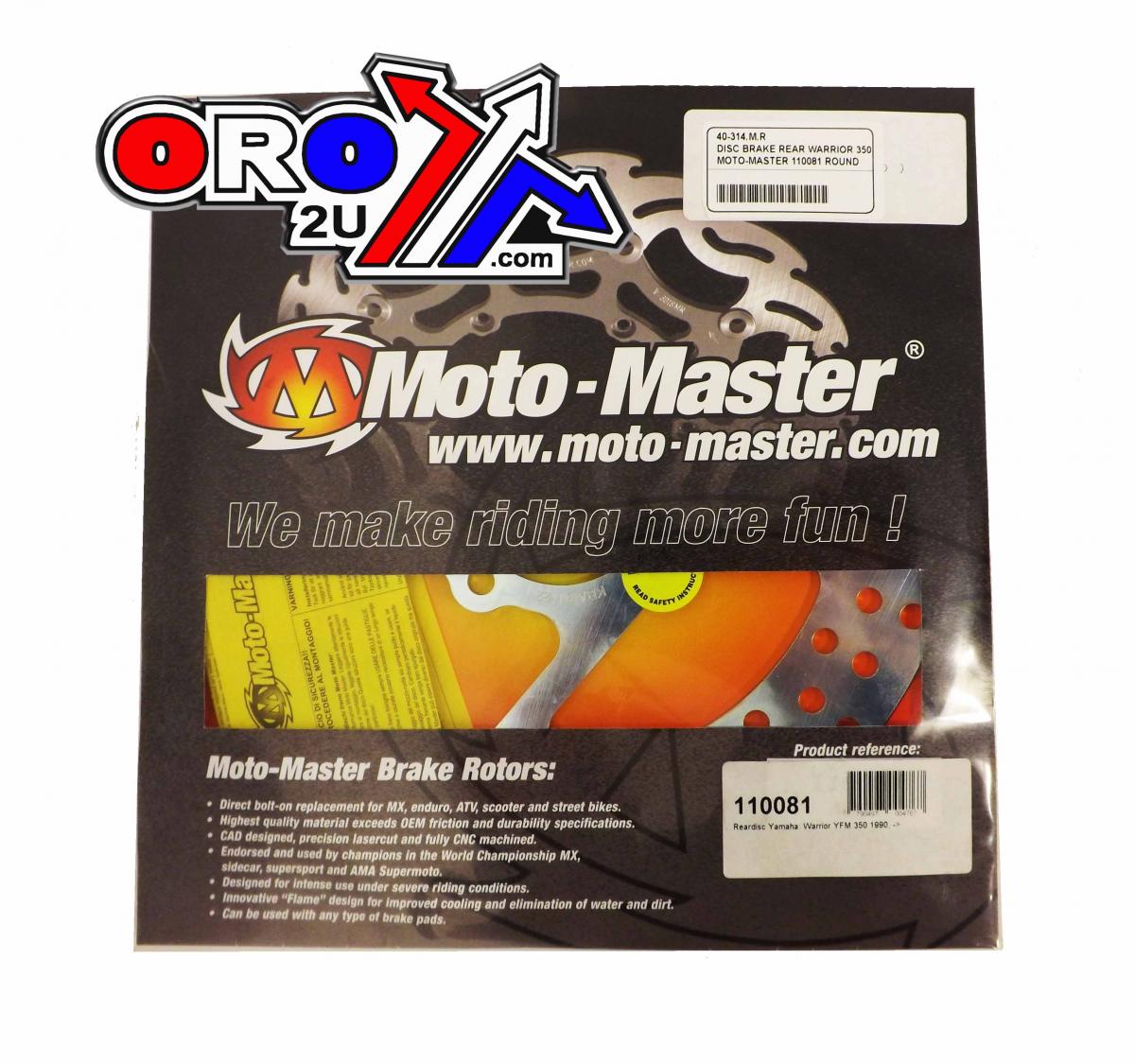 DISC BRAKE REAR WARRIOR 350, MOTO-MASTER 110081 ROUND