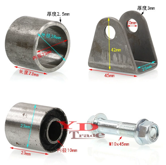 SUSPENSION BUSH M10 25mm WELD ON BRACKET 45x42mm UNIVERSAL FIT