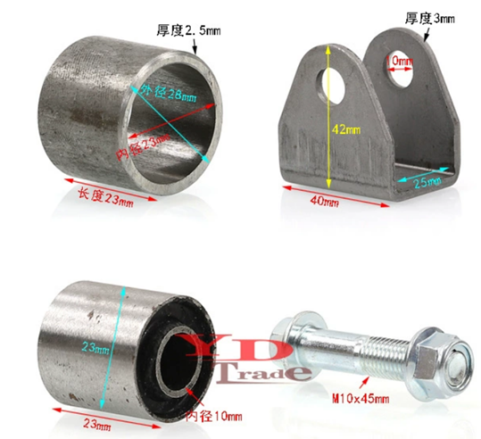 SUSPENSION BUSH M10 25mm WELD ON BRACKET 40x42mm UNIVERSAL FIT