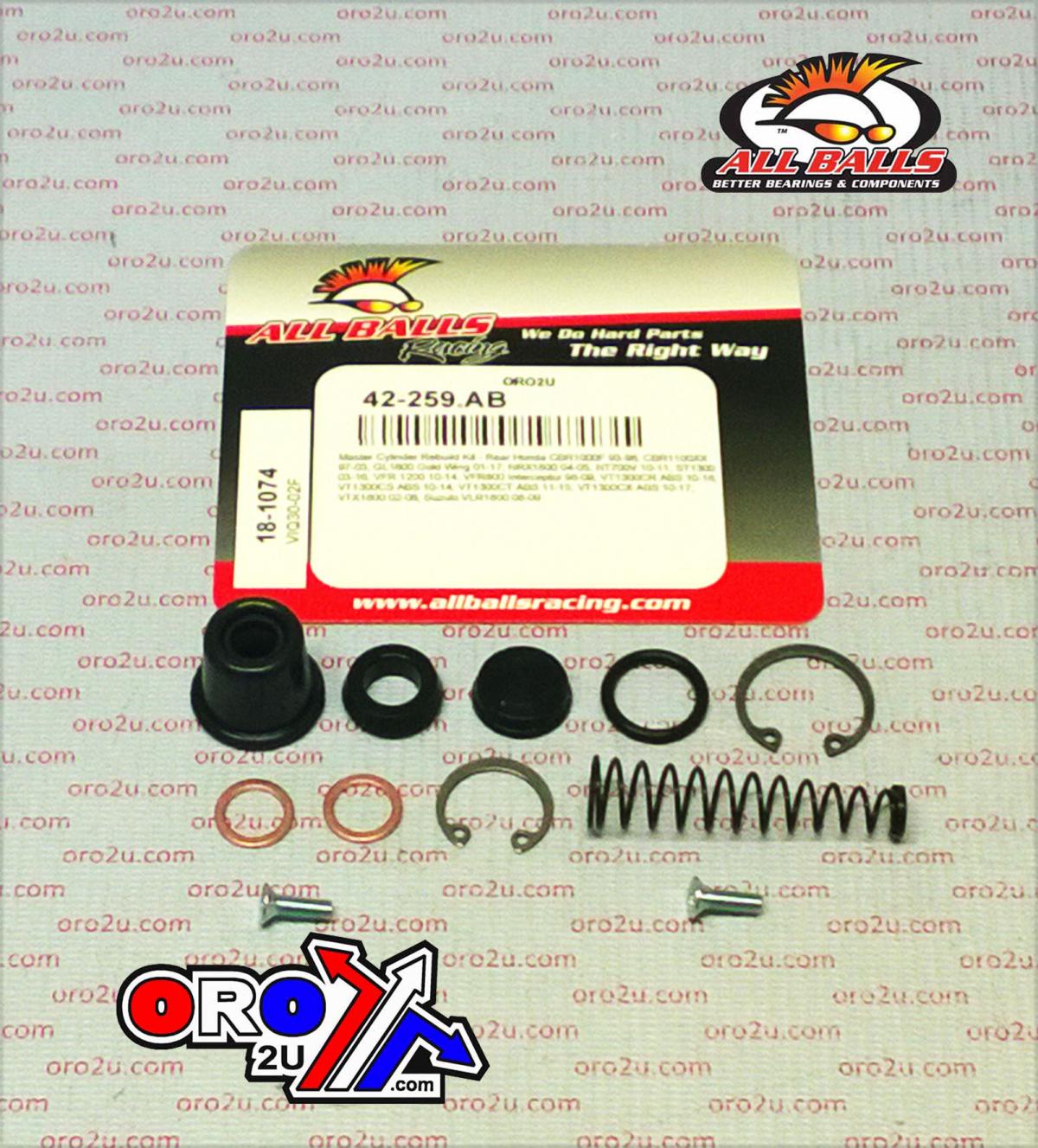 BRAKE MASTER CYL REBUILD KIT ALLBALLS, ALLBALLS 18-1074 HONDA/SUZUKI 800-1800 ROAD REAR
