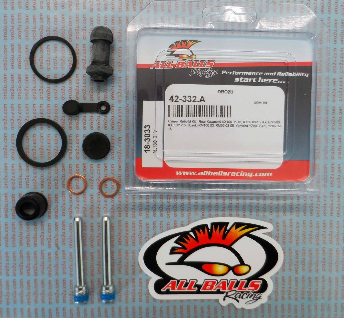 BRAKE CALIPER REBUILD KIT ALLBALLS, ALLBALLS 18-3033 KAW/SUZ/YAM 65-140 REAR