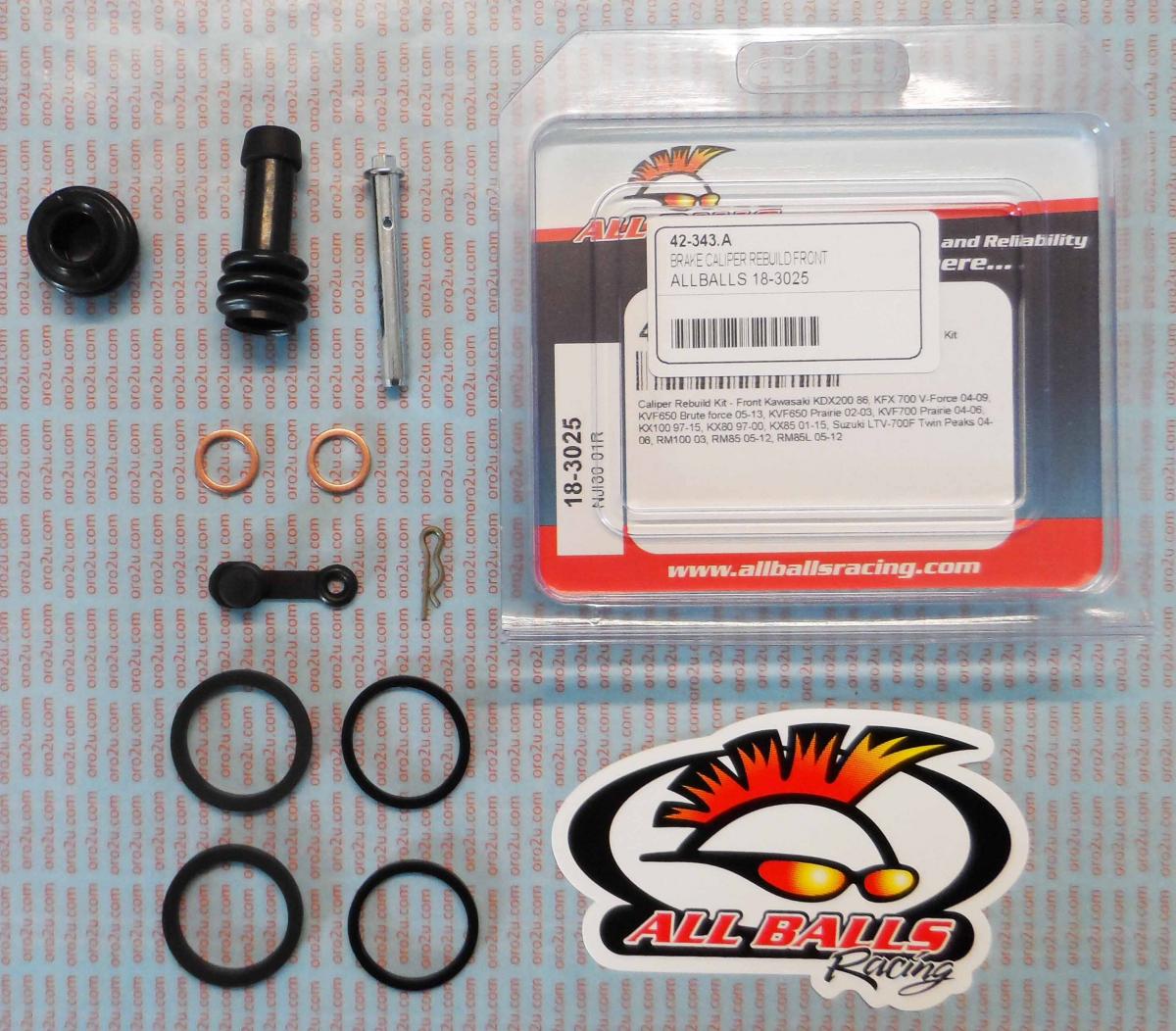 BRAKE CALIPER REBUILD KIT ALLBALLS, ALLBALLS 18-3025 KAW KFX/KVF/KX/SUZ LTV/RM FRONT