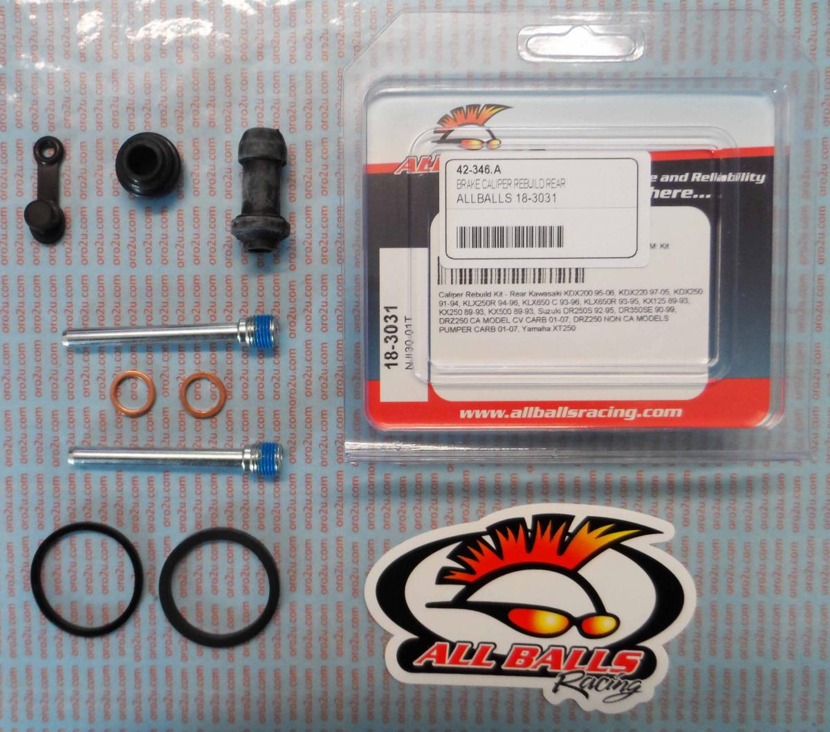 BRAKE CALIPER REBUILD KIT ALLBALLS, ALLBALLS 18-3031 KAW KDX/KLX/KX/SUZ DR/YAM XT REAR