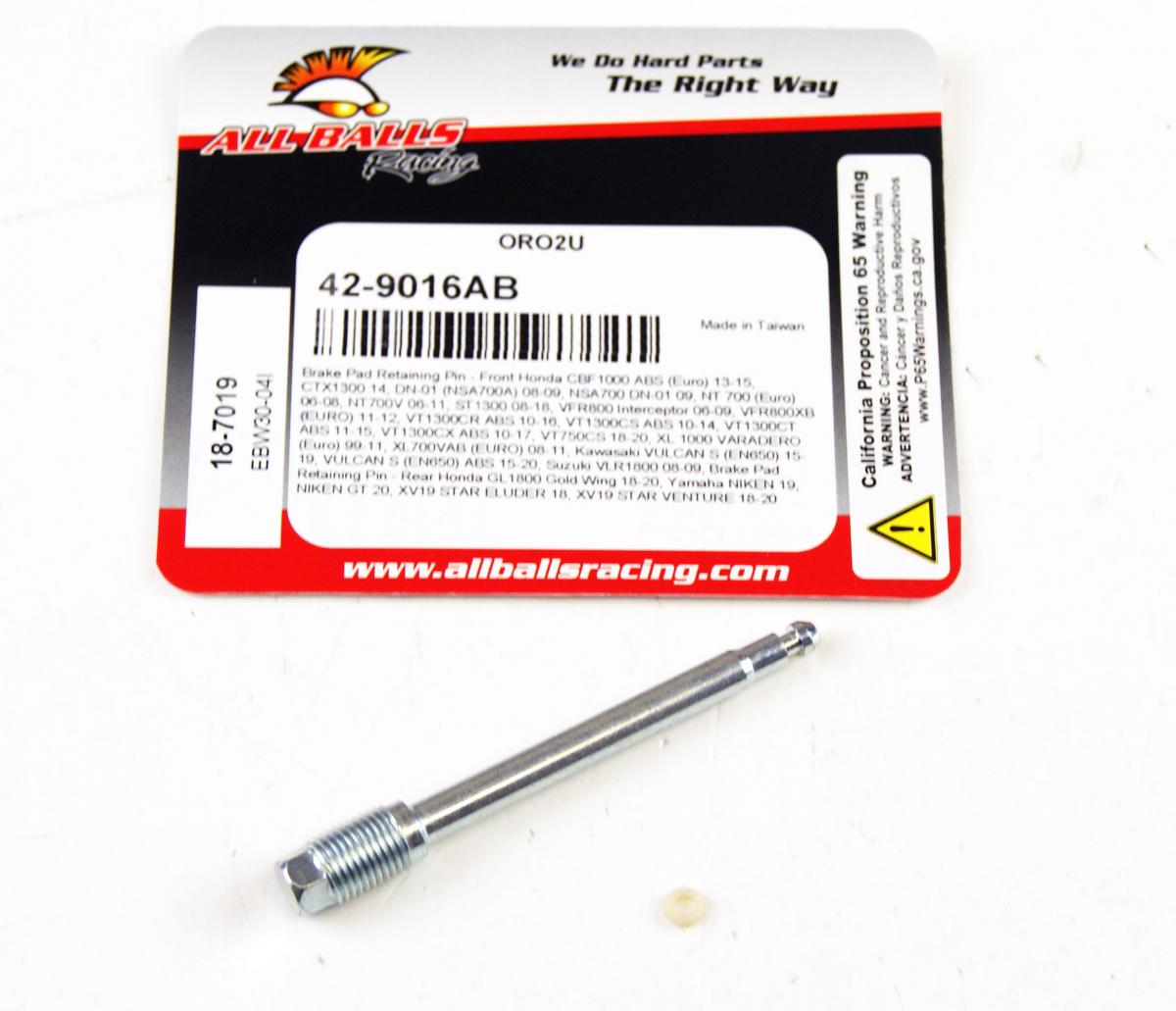ALLBALLS BRAKE PAD BOLT KIT, ALLBALLS 18-7019 PIN DIA 6.0 HON/KAW/SUZ FRONT/HON/YAM REAR
