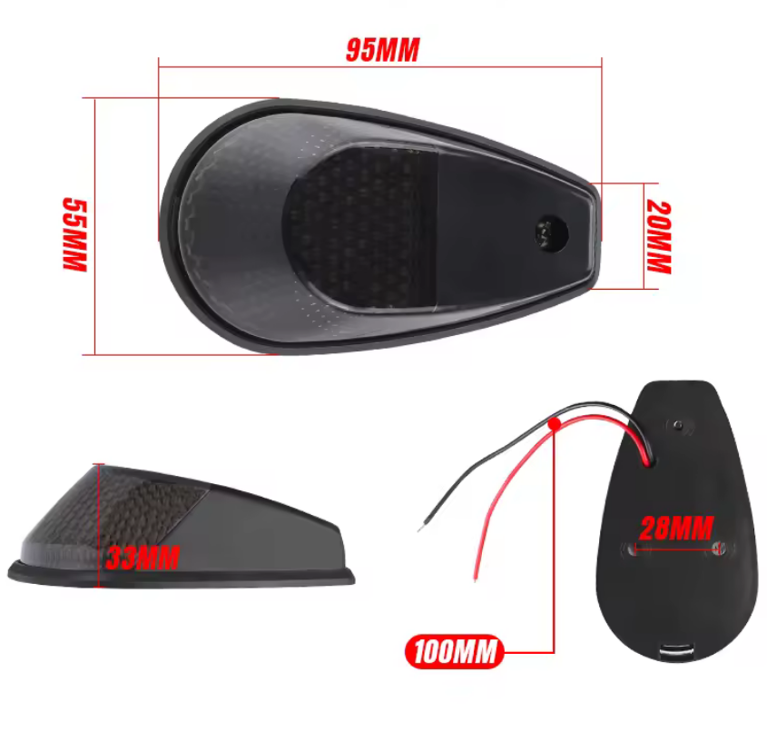INDICATORS FLUSH MOUNT 12V LED BLACK CASE WITH RED LENS