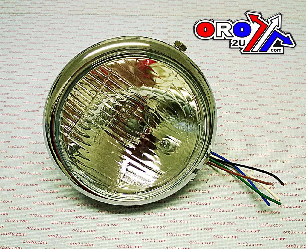 HEAD LIGHT ROUND 5.5 140MM CHROME 12V, UNIVERSAL, MC-01098