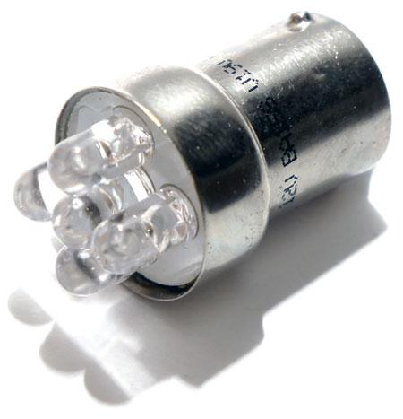LED LIGHT BULB 12V WHITE BA15S 5-LEDS LED207WT 1157 (PACK OF 2)
