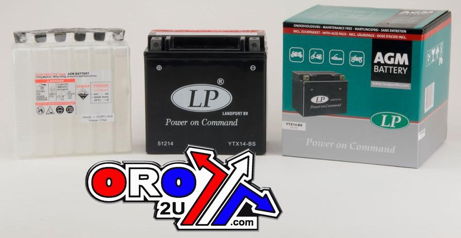BATTERY LTX14-BS 12V MA.FREE, LANDPORT 51214 Maintenance Fre, AMG, YTX14-BS