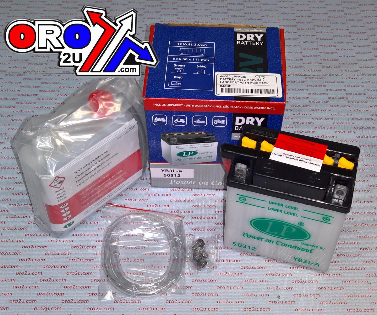 BATTERY YB3L-A 12V 3Ah., LANDPORT WITH ACID PACK, ROAD, MC MA YB3L-A