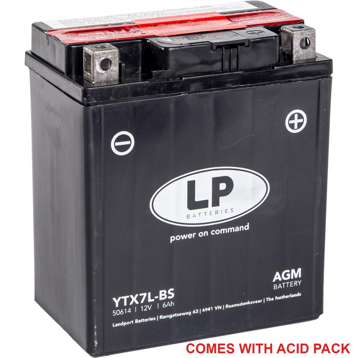 BATTERY LTX7L-BS 12V MA.FREE, LANDPORT Maintenance Free, 50614 AGM, MA LTX7L-BS