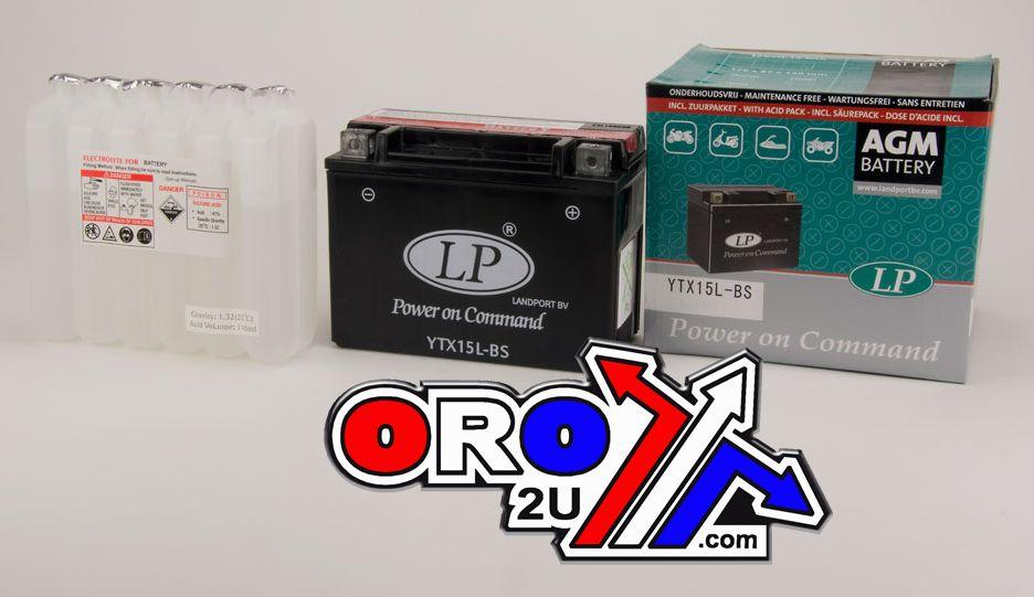 BATTERY LTX15L-BS 12V 12AH, LANDPORT Maintenance Free, AGM, YTX15L-BS