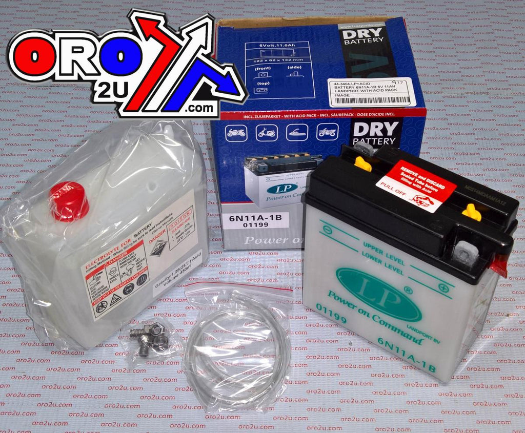 BATTERY 6N11A-1B 6V 11AH, LANDPORT WITH ACID PACK, ROAD, MC MA 6N11A-1B