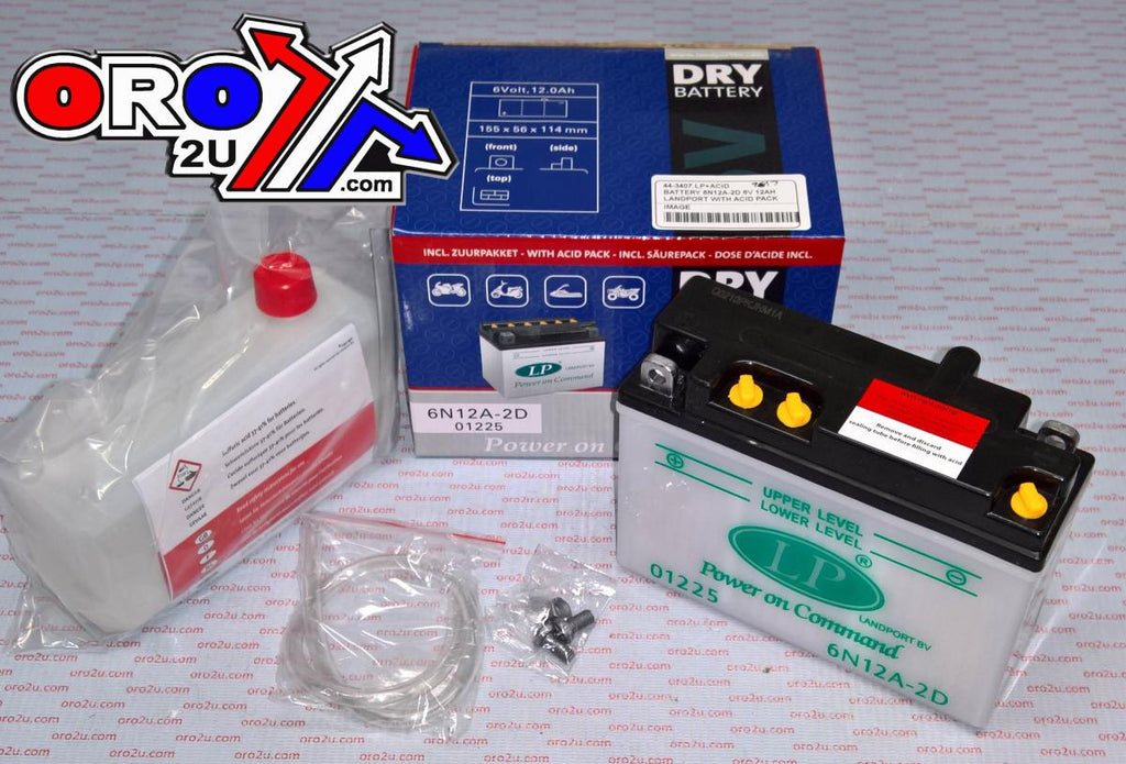 BATTERY 6N12A-2D 6V 12AH, LANDPORT WITH ACID PACK, ROAD, MC MA 6N12A-2D