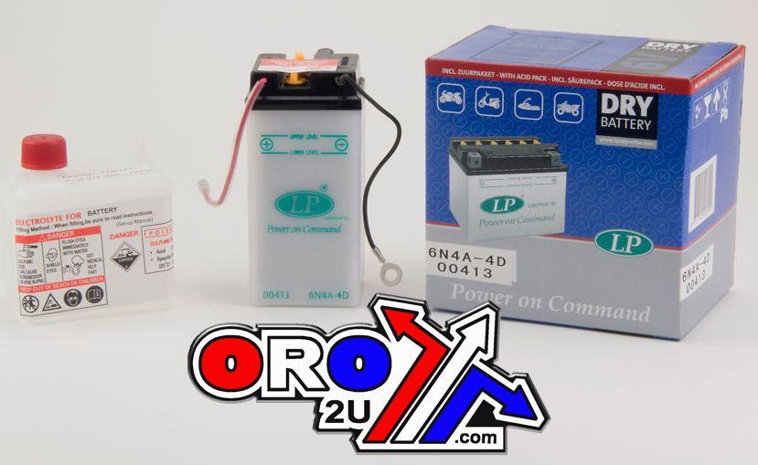 BATTERY 6N4A-4D 6V 4AH, LANDPORT 00413 WITH ACID PACK, ROAD, MC MD 6N4A-4D