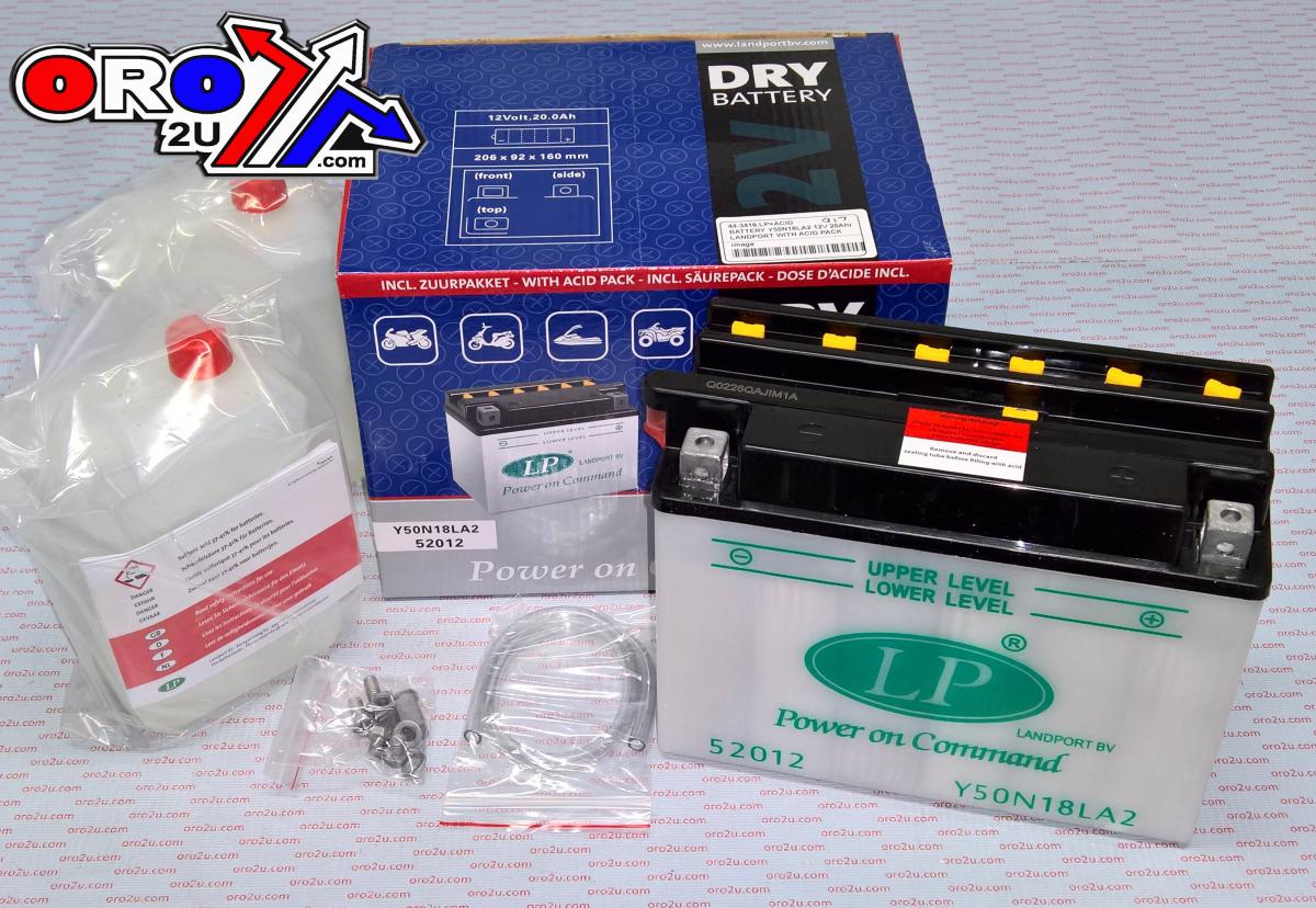 BATTERY L50N18LA2 12V 20Ahr, LANDPORT WITH ACID PACK, ROAD, MC MA Y50N18L-A2, MD L50N18LA2