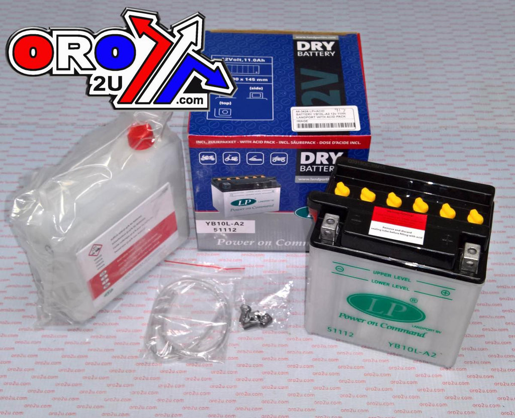 BATTERY YB10L-A2 12v 11Hh, LANDPORT WITH ACID PACK, ROAD, MC MA YB10L-A2, MD LB10L-A2
