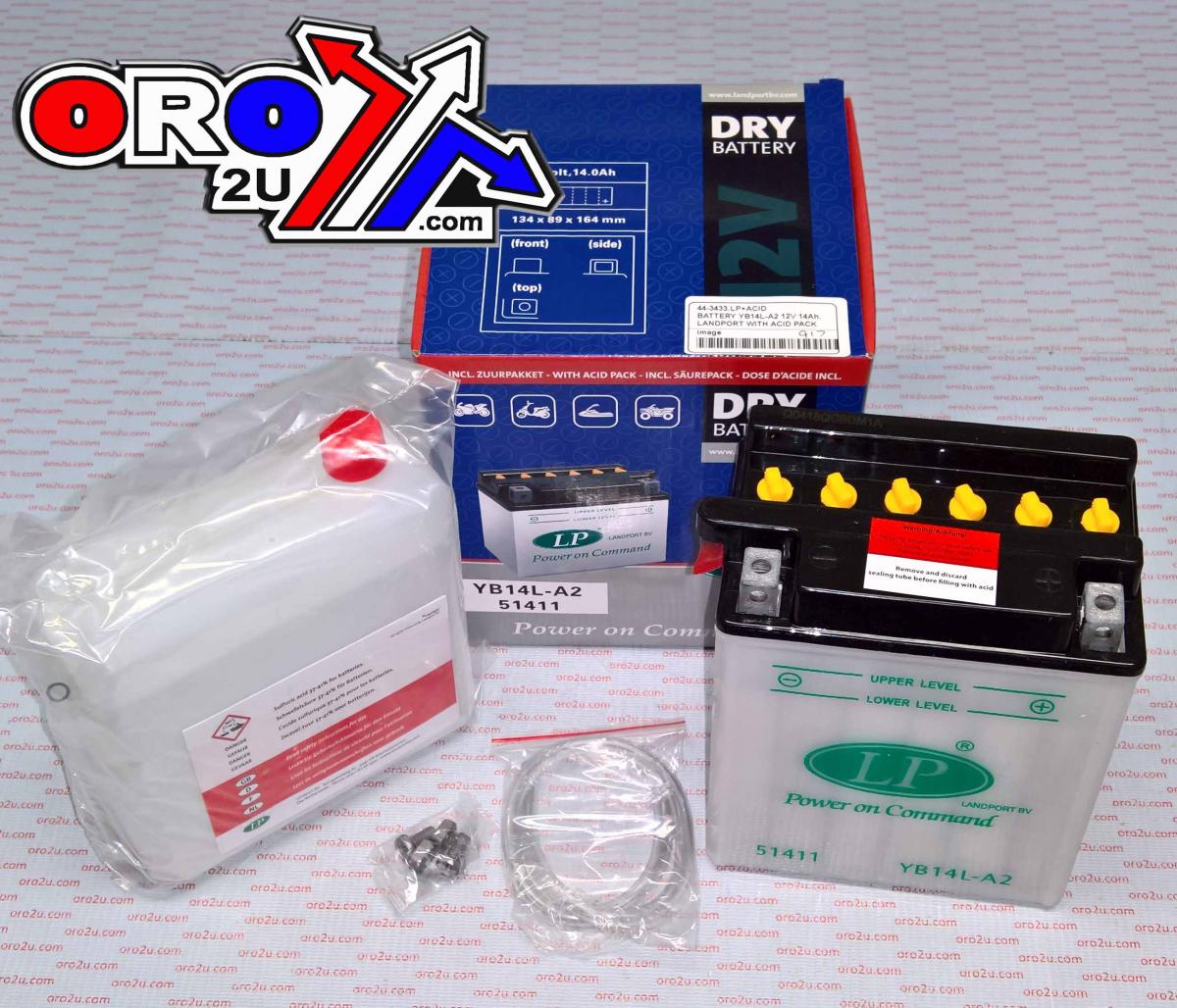 BATTERY LB14L-A2 12V 14Ah., LANDPORT WITH ACID PACK, ROAD, MC MA YB14L-A2