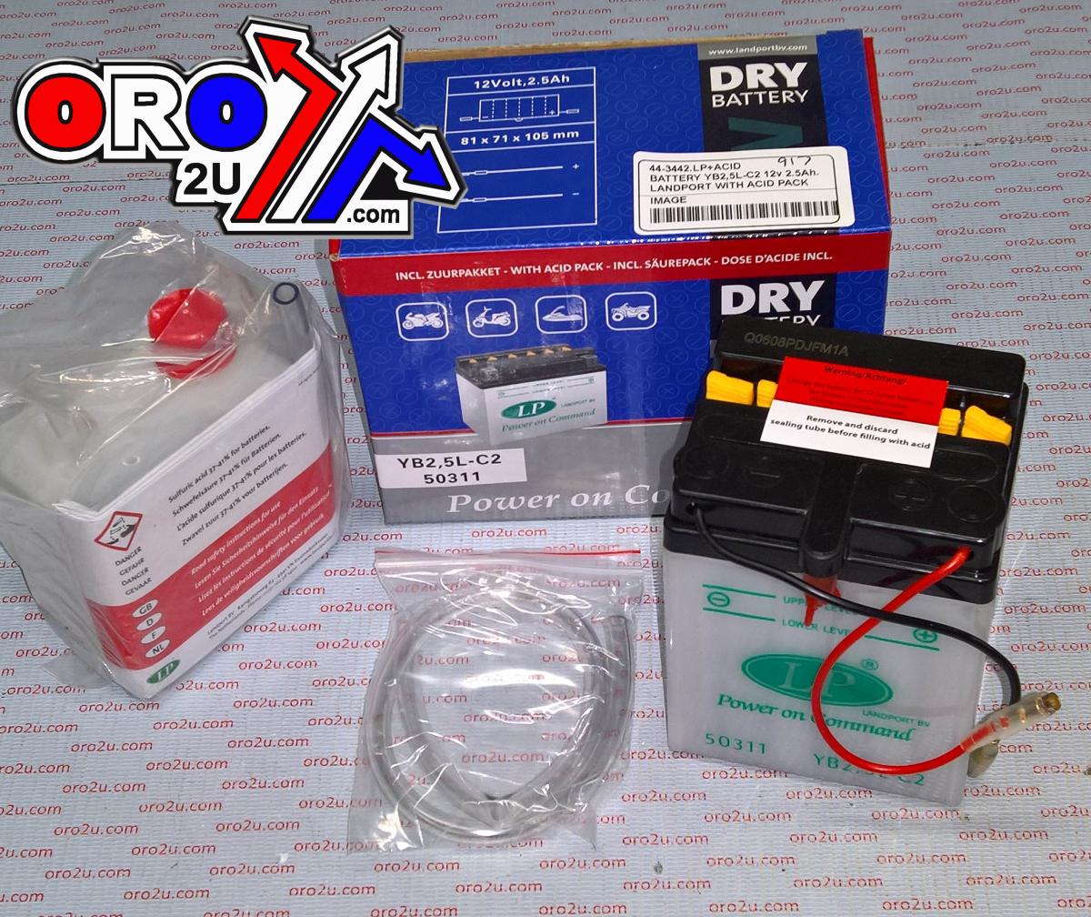 BATTERY YB2,5L-C2 12v 2.5Ah., LANDPORT WITH ACID PACK, ROAD, MC MA YB2.5L-C2