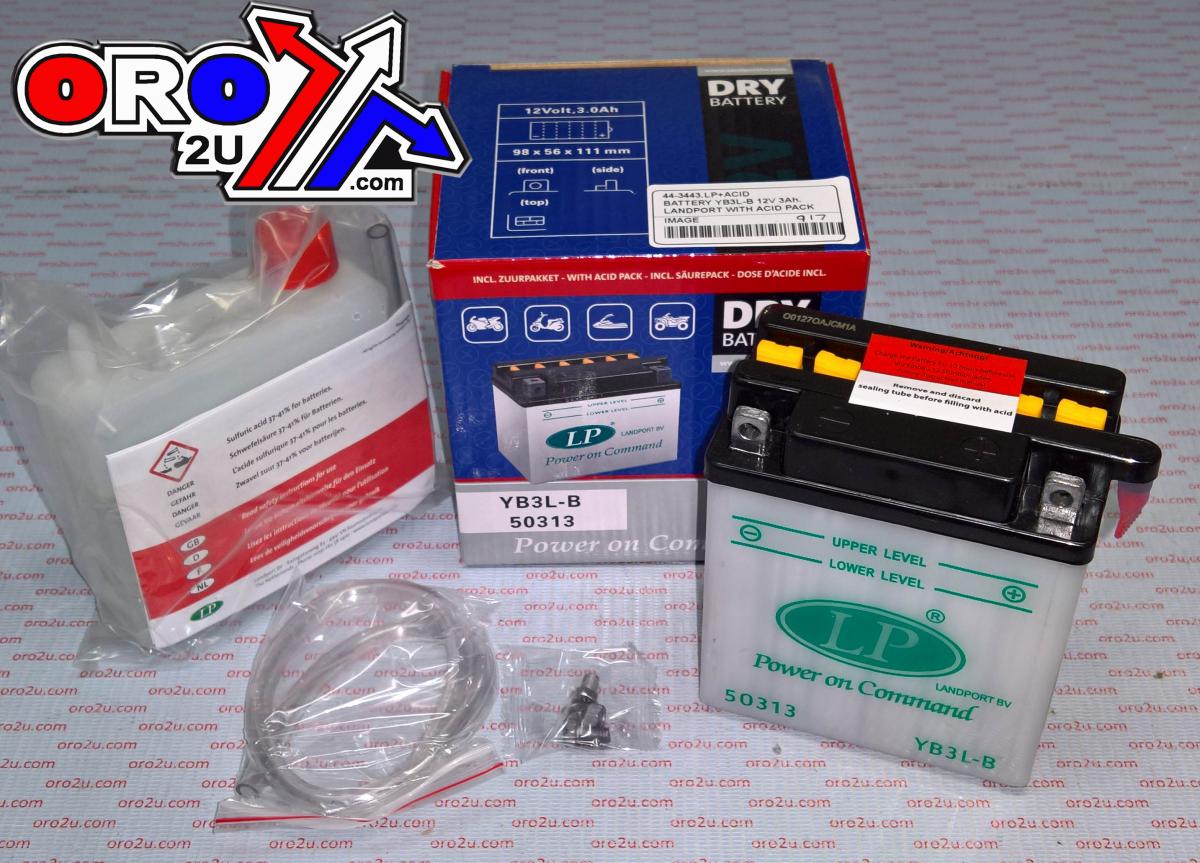 BATTERY YB3L-B 12V 3Ah., LANDPORT WITH ACID PACK, ROAD, MC MA YB3L-B