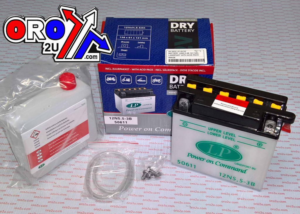BATTERY 12N5,5-3B 12V 5Ah., LANDPORT WITH ACID PACK, ROAD, MC MA 12N5,5-3B 50611