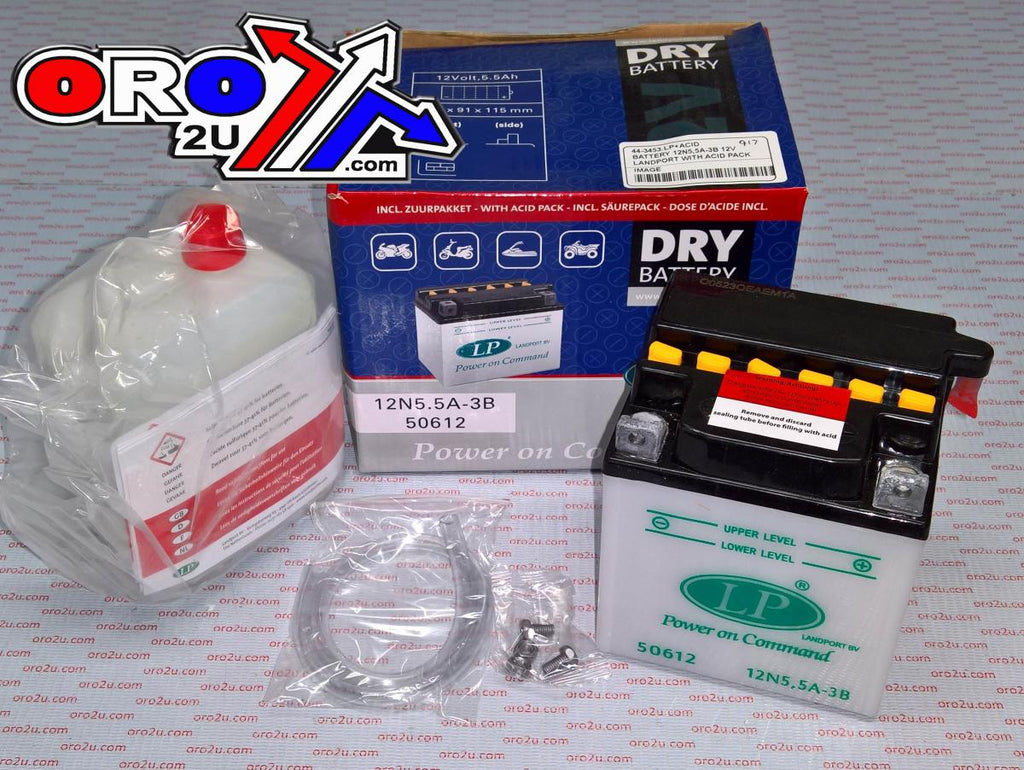 BATTERY 12N5,5A-3B 12V, LANDPORT WITH ACID PACK, ROAD, MC MA 12N5,5A-3B 50612