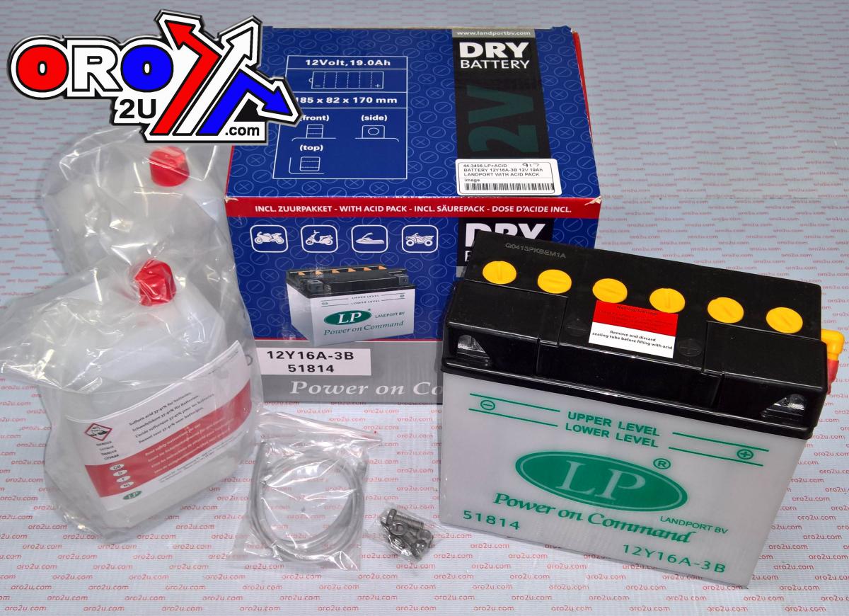 BATTERY 12Y16A-3B 12V 19Ah, LANDPORT WITH ACID PACK, ROAD, MC MA 12Y16A-3B, MD 12Y16A-3B