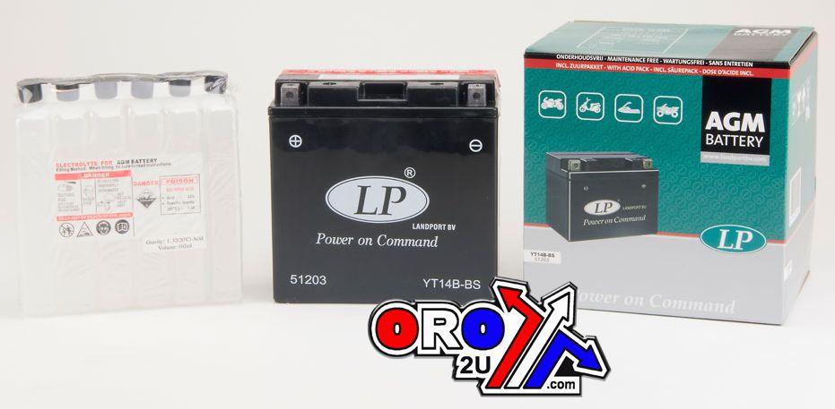BATTERY LT14B-BS 12V 12Ah, LANDPORT 51203 MAINTENAN FREE, YT14B-4 AGM