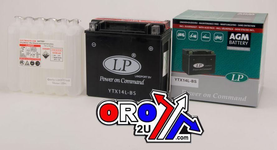 BATTERY LTX14L-BS 12V 12AH, LANDPORT Maintenance Free, AGM, YTX14L-BS
